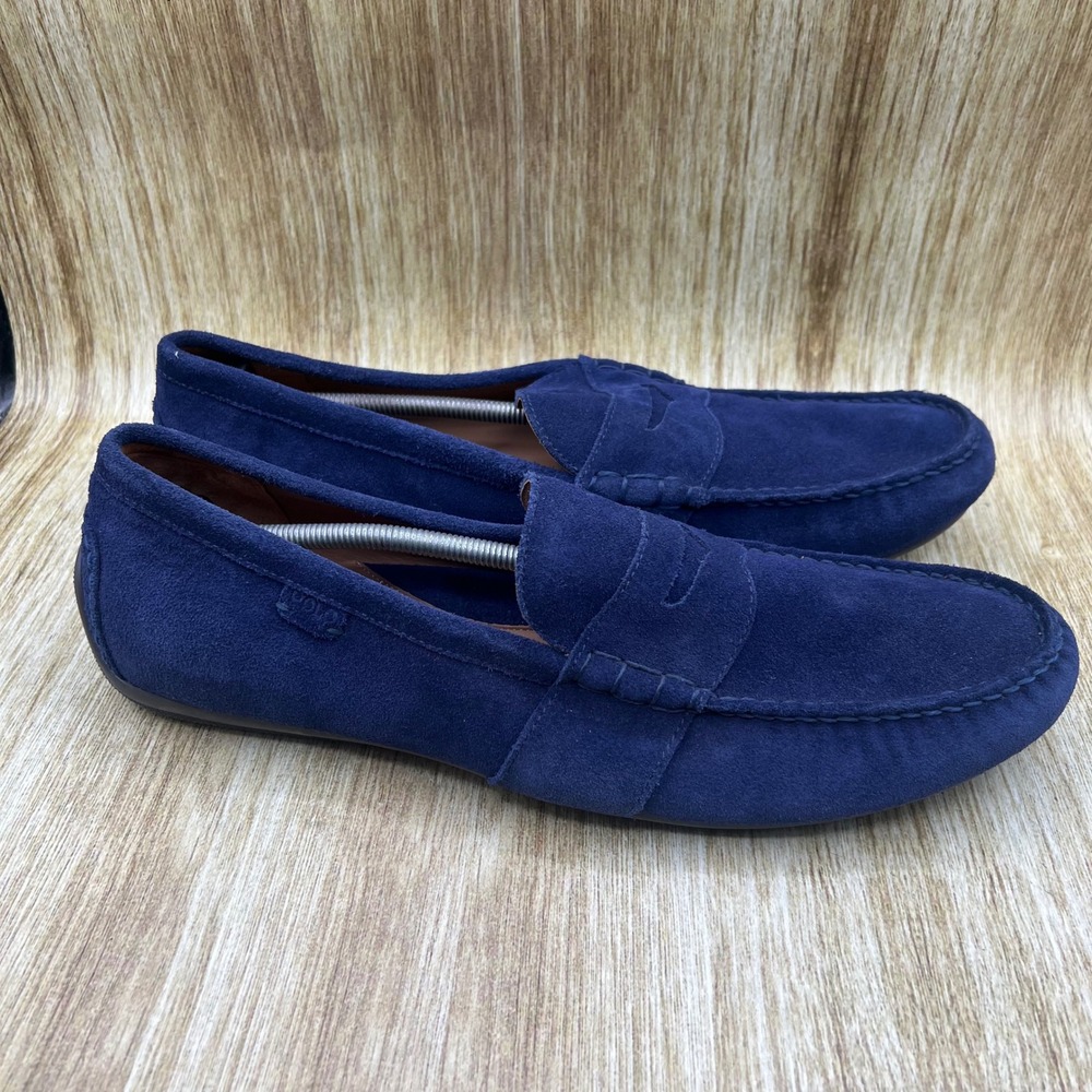 Polo Ralph Lauren Reynold Driver Loafers Men's Size 15 D Blue Suede Penny 11721